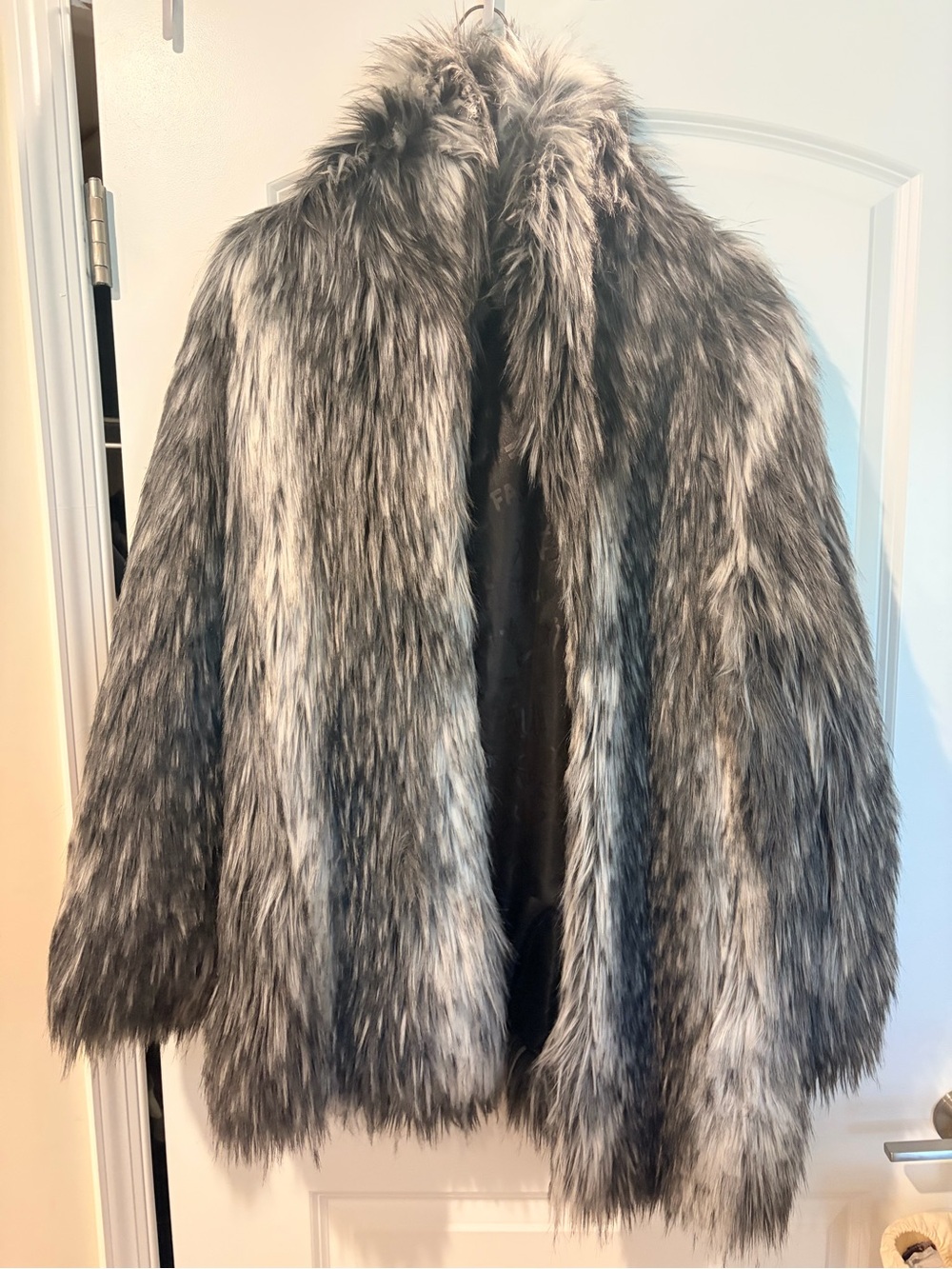 Fabulous Furs Gray Multi Faux Fur Teddy Jacket